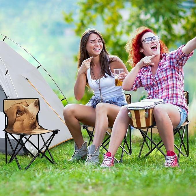Serious Dog Portable Camping Chairs Folding Chair - Durable Oxford Fabric Lightweight Iron Frame Easy Fold Design - Ideal for Outdoor Activities Camping Fishing and Travel