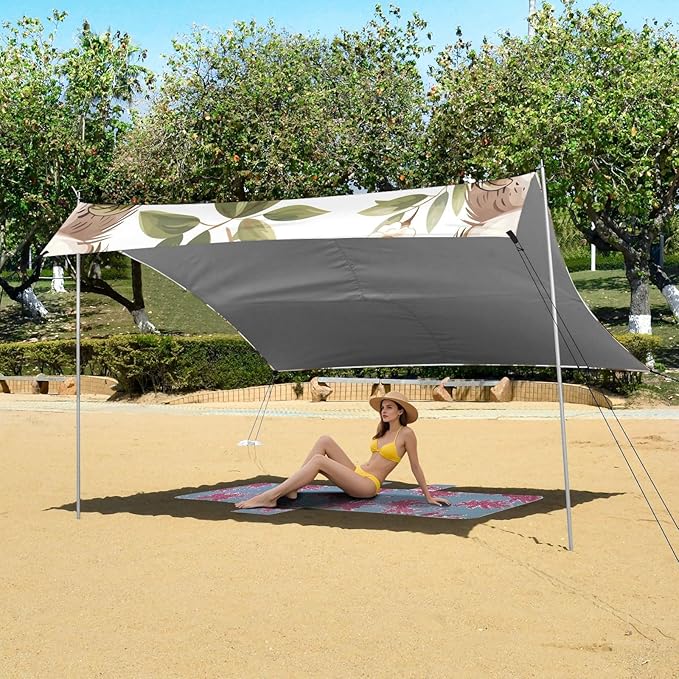 Lovely Sloth Flower Camping Sun Shelter Beach Tent Portable Beach Sun Shade Outdoor Canopy for Camping Trips Fishing Picnic