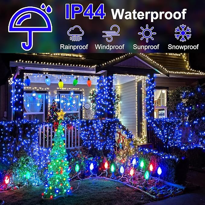 Outdoor Fairy Lights Waterproof Plug in String Lights with 8 Modes Timer 392Ft 1200 Twinkle LED Outdoor &amp Indoor Decor for Girl's Bedroom/Garden/Patio/Yard/Wedding/Holiday Party
