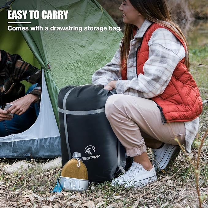 REDCAMP Cotton Flannel Sleeping Bag for Camping Backpacking Adults Cold Weather Envelope Sleeping Bags with 2/3/4/6lbs Filling