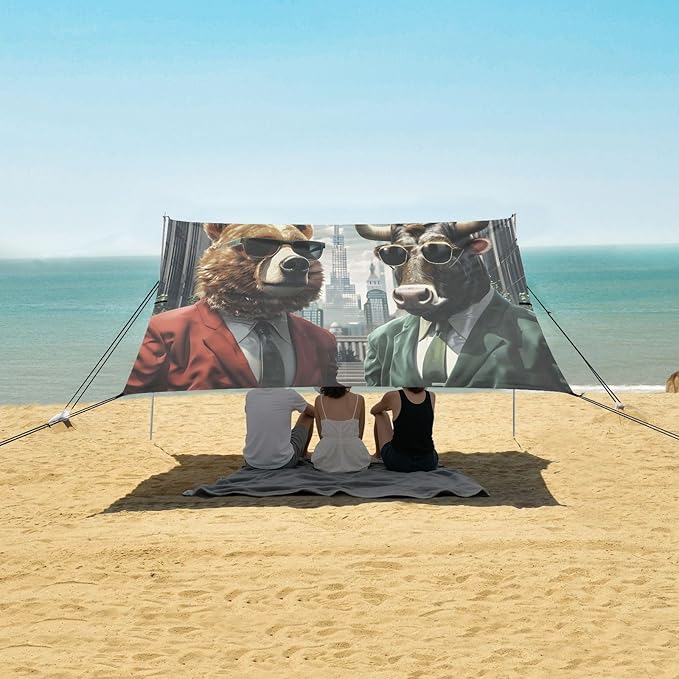Camping Sun Shelters Bear and Bull in Suits Beach Canopy 126 * 110.2in