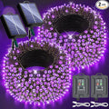 New Upgraded Purple Solar String Lights Outdoor 2 Pack Total 144FT 400LED Solar &amp USB Rechargeable 19 Mode Solar Halloween Lights for Outside Yard Patio Garden Party Xmas Halloween Decorations Pu
