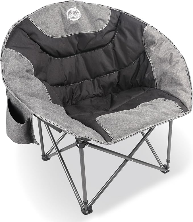 Northroad Folding Compact Camping Moon Chair Outdoor Padded Saucer Round Chair w/Cup Holder Supports up to 300 lbs for Beach Hiking Fishing Picnic LawnBlack
