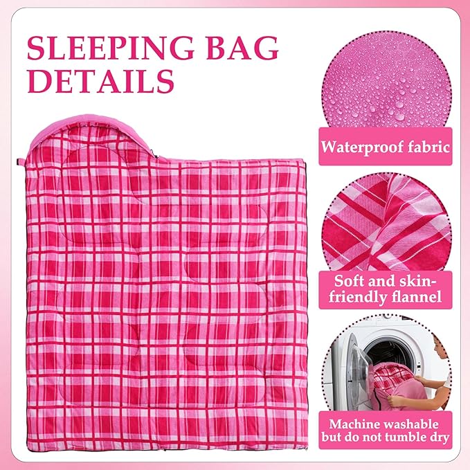 Uniqwamer Kids Sleeping Bag for Girls Boys - 4 Seasons Cold &amp Warm Weather Flannel Camping Sleeping Bags Lightweight &amp Waterproof 45°F Sleeping Bag for Camping Hiking Outdoor Travel