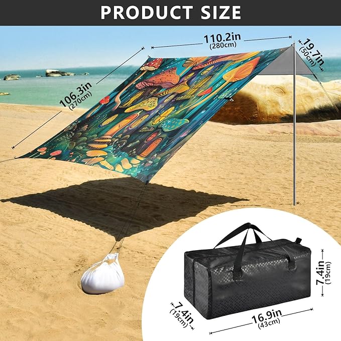 Camping Sun Shelters Castle with Mushroom in The Forest Beach Canopy 126 * 110.2in