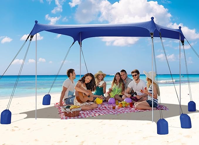 Gorich Beach Tent Sun Shelter with 8 Sandbags UPF50+ Protection &amp Windproof Pop Up Beach Canopy Tent Sun Shade for Family Travel &amp Camping Easy Setup Canopy Umbrella