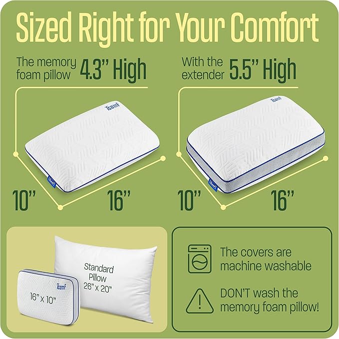 Camping Pillow: Dual Cover Memory Foam Travel Pillow Medium Firm Camp Pillow Camping Pillows for Sleeping 5 Layers for Support Small Travel PillowSmall Portable Pillow 10x16 Inches (White)
