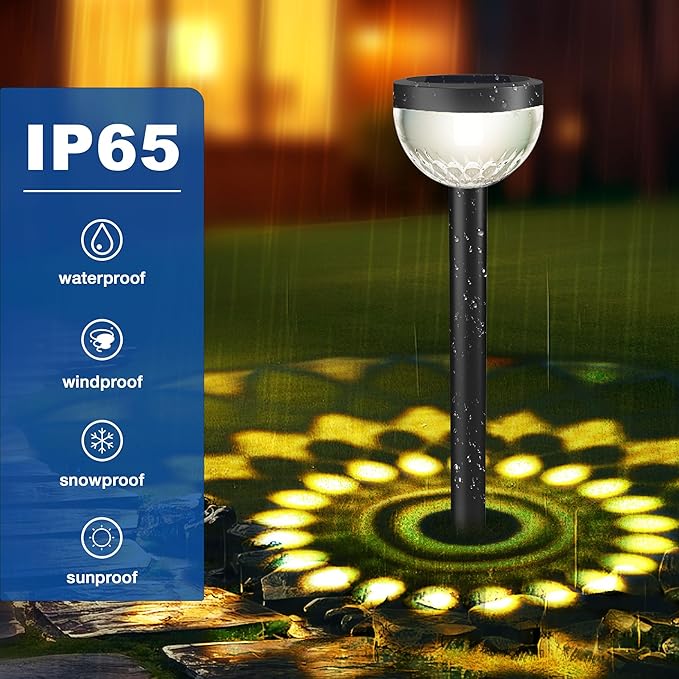 4 Pack Solar Flood Light Security LightsPathway Lights with 2CCT(Warm and Cool) Light ModesBright Pattern Solar Decorative Lights Outdoor
