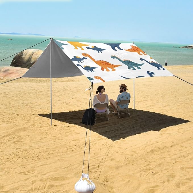 Dinosaurs Camping Sun Shelter Beach Tent Portable Beach Sun Shade Outdoor Canopy for Camping Trips Fishing Picnic