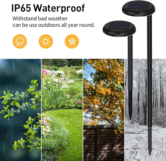 Solar Pathway Lights - Super Bright 300 Lumens with 2-in-1 Warm White &amp Daylight Color Solar Path Lights for Pathway Sidewalk Driveway GardenParterre etcLandscape Lighting (2-Pack)