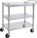 Seville Classics UltraDurable NSF Commercial Heavy Duty Metal Rolling Utility Cart Handle Bar for Restaurant Garage Warehouse Kitchen Office Deep Top Basket (34.8W x 18.25D)