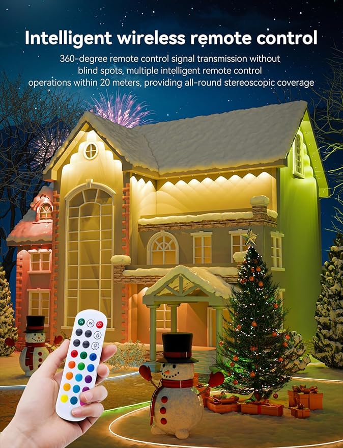 150FT Permanent Outdoor Lights -RGB Eaves Lights with App Control RemoteDIY Scene Modes IP67 Waterproof Outside LED Light for Christmas Holiday Daily House Roof Eternity Lighting