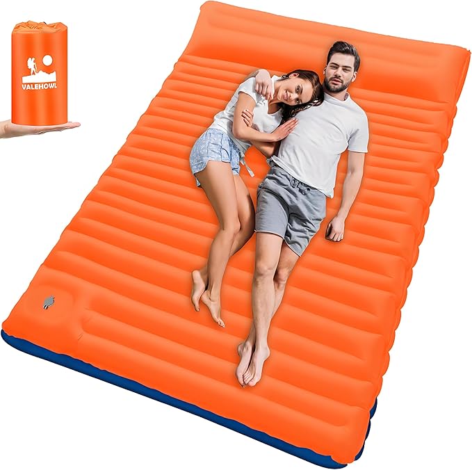 4 Inch Thick Camping Sleeping Pad with Internal Straps - R Value 4.0 for 4 Seasons Durable &amp 100% Waterproof Outdoor Air Mattress Lightweight Sleeping Mat for Hiking Backpacking Travel