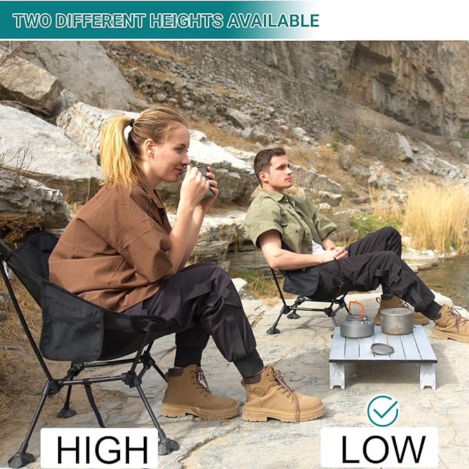 ATEPA Backpacking Chair Ultralight Folding Portable Small Camping Chairs for Adults Compact Foldable Beach Seat with Anti-Sinking Feet &amp Aluminum Frame for Outdoor Hiking Travel Fishing 2 Pack