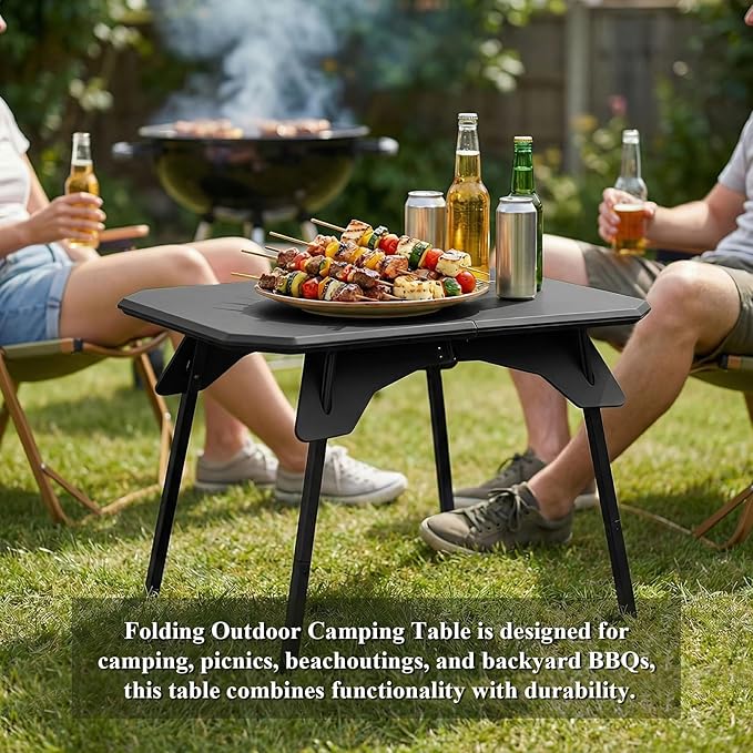 LiveGo Outdoor Foldable Camping Table Portable Lightweight Picnic Table with Height Adjustable Legs Collapsible &amp Carry Bag Dining Table for Kitchen Garden Beach Fishing BBQ Indoor Outdoor