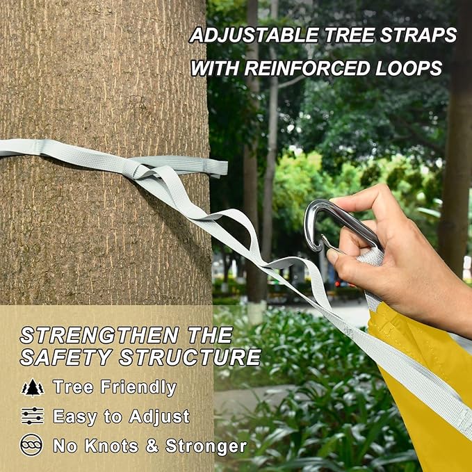 Chrome Yellow Camping Hammock Hammocks with Tree Straps Camp Hammock 114 x 54