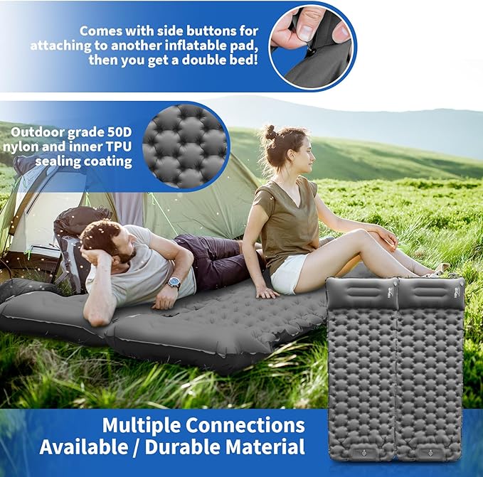 HiiPeak Sleeping Pad for Camping- Ultralight Inflatable Sleeping Mat with Built-in Foot Pump &amp Pillow Upgraded Compact Camping Air Mattress for Camping Backpacking Hiking