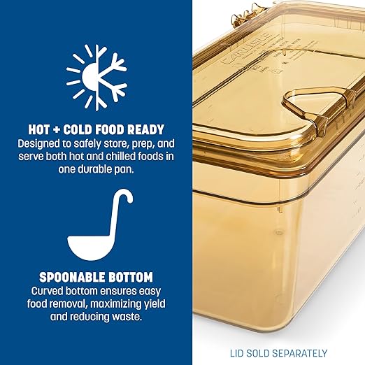 Carlisle FoodService Products 3086213 StorPlus High-Heat Third-Size Food Pan 5.7 qt. Capacity 12-3/4 x 7 x 6 Amber (Case of 6)