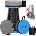 Upgraded Collapsible Stool with Load Capacity 600lbs Stable Folding Stool with Triple Slide Portable Camping Chair 3-in-1 Carry Bag Retractable Telescoping Seat for Travel Hiking(Blue)