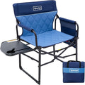 Camping Folding Chairs for Outside Foldable Camp Chairs for Adults Heavy Duty Oversized Directors Camping Chair with Table for Picnic Lawn Large Comfy Camping Chair 350 LBS Capacity Blue