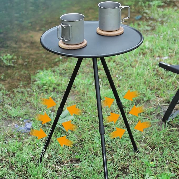 Folding Round Table Telescopic Outdoor Table Three-legged Dining Table Aluminum Alloy Table for Hiking Camping