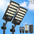 Solar Street Lights Outdoor Waterproof 20000LM 6500K Motion Sensor LED Flood Lights Dusk to Dawn Solar Lights with Remote Solar-Powered Parking Lot Light Commercial Area Lighting for Outside 2Pack