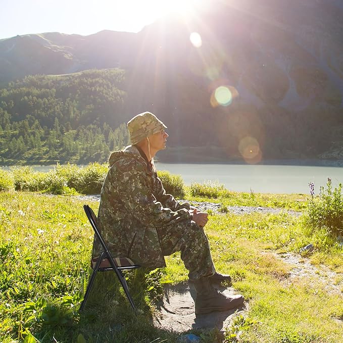Mini Padded Folding Chairs Garage Stool Portable Camping Chair with Cushion Lightweight Lawn Chair for Outdoor Sports Events Patio Fishing Hiking Hunting Picnic Beach (Camo Green)
