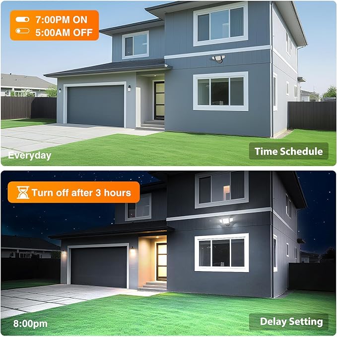 Onforu 65W Smart LED Flood Lights Outdoor 6500LM Brightness Adjustable APP Control Tunable 2700K-6500K WiFi Alexa Security Lights with Timer &amp 4 Lighting Head Exterior Floodlight for Yard Gara