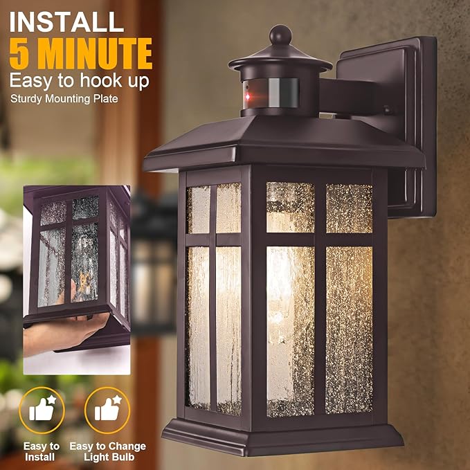 2 Packs Motion Sensor Outdoor Lights- Outdoor Porch Lights Light Fixtures Motion Sensor Bronze Porch Lights Outdoor Bronze Exterior Lights for House Garage Door