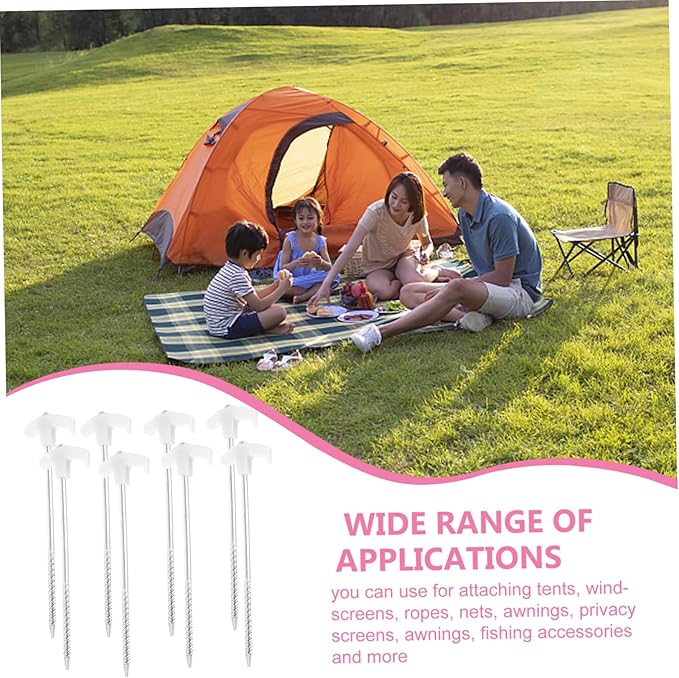 HANABASS 8Pcs Heavy Duty Night Glow Tent Stakes for Camping Outdoor Canopy and Hiking Aluminum Ground Anchors for Secure Fixing in High Winds