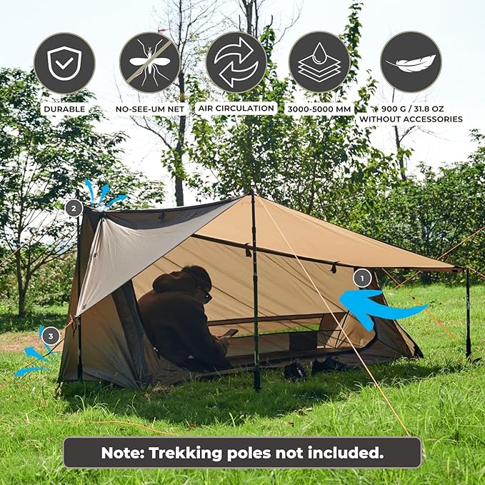 onewind Ultralight One Person Bivy Tent Backpacking Tent for Single Person Waterproof Silnylon Lightweight for Camping Backpacking Hiking NO Trekking Pole