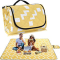 Waterproof Sandproof Travel Blanket Large Yellow Picnic Mat for 2-4 Adults Lightweight Beach Blankets with Carry Strap Foldable Outdoor Blankets for Camping Grass Park
