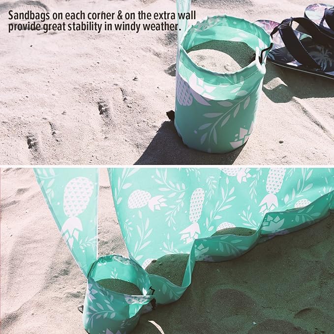 Qipi Beach Cabana - Easy to Set Up Canopy Waterproof Portable 6' x 6' Beach Shelter Included Side Wall Shade with UPF 50+ UV Protection Ultimate Sun Umbrella - for Kids Family &amp Friends