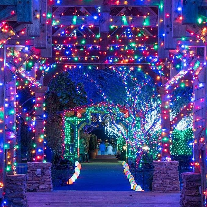 181FT 500 LED Christmas Indoor Outdoor Decorative Lights 8 Modes Waterproof Plug in Green Wire Fairy String Lights for Christmas Tree Party Wedding Garden Holiday Home Decoration (Multicolor)