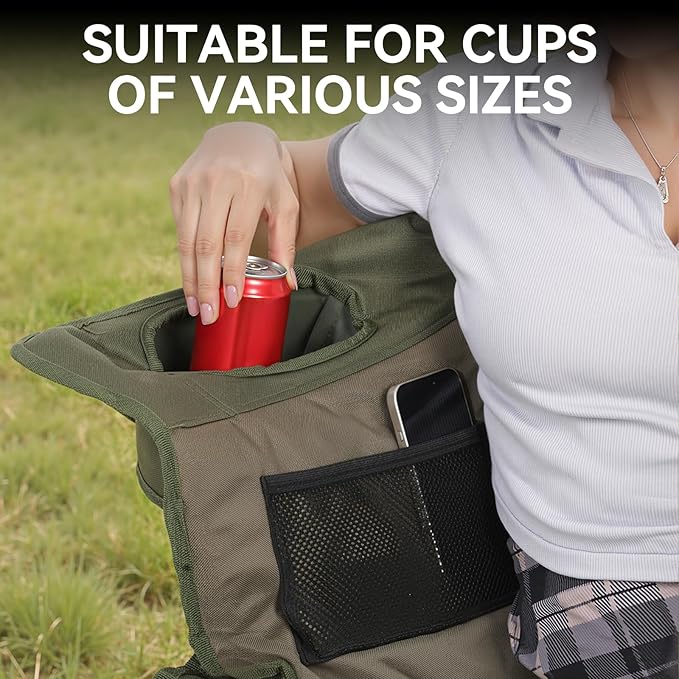 Double Camping Chair Oversized Padded Camping Chairs for Adults Folding Loveseat with Cup Holders and Side Pockets Heavy Duty Outdoor Lawn Chairs for CampingSports FishingBeachGreen
