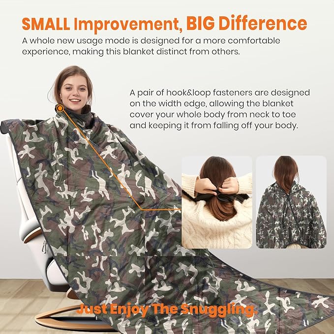 4-in-1 Large Outdoor Blanket - Waterproof &amp Windproof Thickened Warm Fleece Camping Blanket for Stadium Hiking Sporting Events - 81x57 Packable (Camouflage)