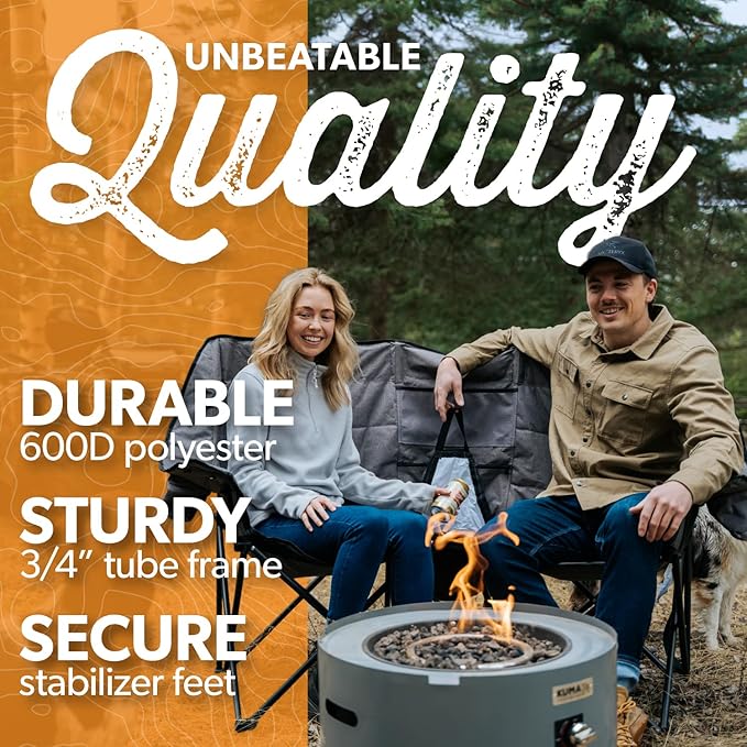 Kuma Outdoor Gear Kozy Bear Chair with Carry Bag Ultimate Portable Luxury Outdoor Double Camping Chair for Glamping Sports &amp Outdoor Adventures (Heather Grey/Black)
