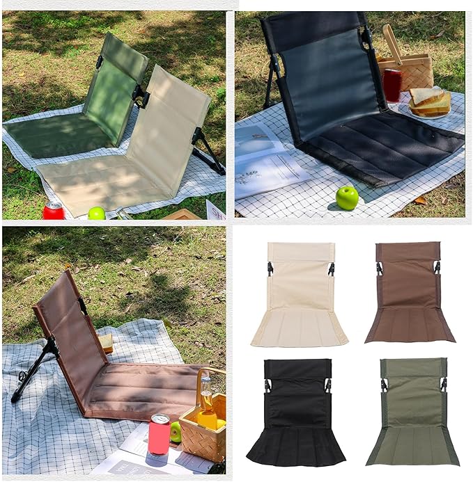 TOPINCN Camping Chair Portable Folding Recliner with Adjustable Backrest Lightweight Oxford Fabric for Outdoor Beach Camping Fishing (Khaki)