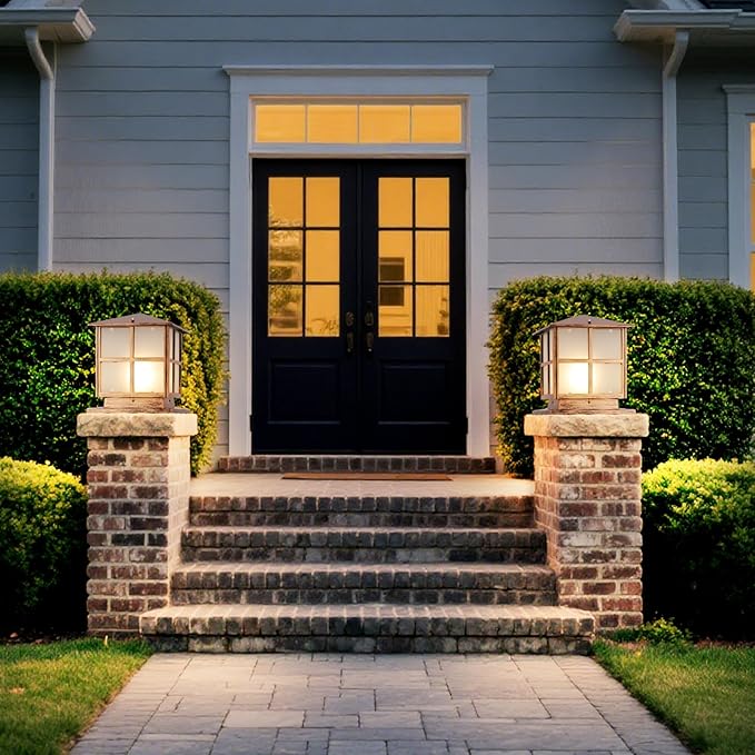SLAWA Outdoor Post Lights Fixture Modern Yard Entry Outdoor Column Lights with Aluminum Housing Patio Pillar Lights Outdoor with Tempered Glass IP65 Waterproof
