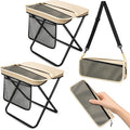 2 Pack Portable Folding Stools Collapsible Pocket Chair Foldable Camping Stool for Adults Backpack Outdoor Seats Foot Rest for Travel Hunting Fishing Hiking Gardening - Large Khaki