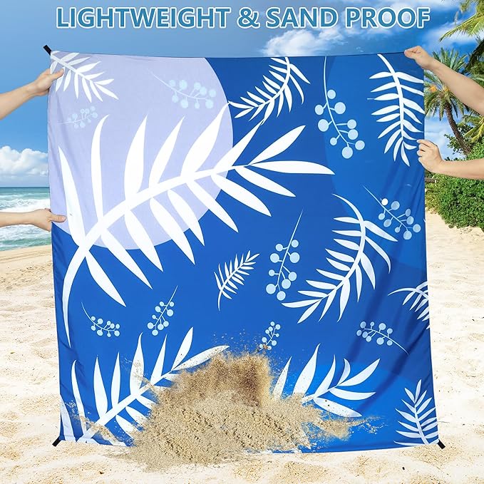 Beach Blanket Waterproof Sandproof Extra Large Beach Mat 79 X 83/120x108for 1-8 Adults Quick Drying Durable Outdoor Picnic Mat for Beach Travel Camping Hiking