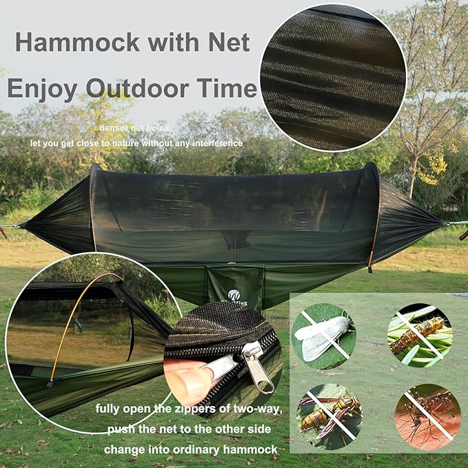 WintMing Hammock with Mosquito Net and Rain Fly Cover 3 in 1 Camping Hammock Tent 440lbs Load