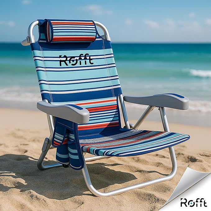Beach Chair 6 Positions Backpack Beach Chairs for Adults Reclining and Folding Heavy Duty Backpack Straps Best Beach Chair Lay Flat Lightweight