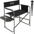 YOUNG WOOD Camping Directors Chair Lightweight Oversized Portable Folding Chair with Side Table and Storage Pockets for Outdoor Camping Lawn Picnic and Fishing Supports 400lbs (Black)
