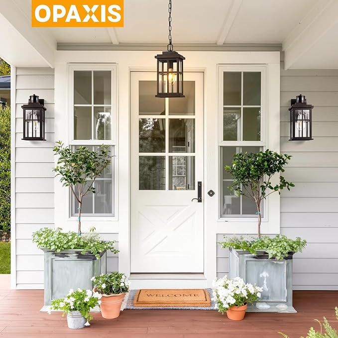 Large Outdoor Pendant Lights forPorch Bronze Hanging Exterior Light Outdoor Hanging Light for House Porch Doorway Waterproof Anti-Rust 100% Aluminum
