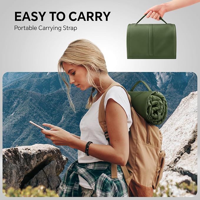 BEDELITE Large Waterproof Camping Blanket for Spring and Autumn Lightweight Packable Blanket for Car Foldable Fleece Stadium Blanket for Outdoor Sports Wearable Machine Washable 55 x 80Green