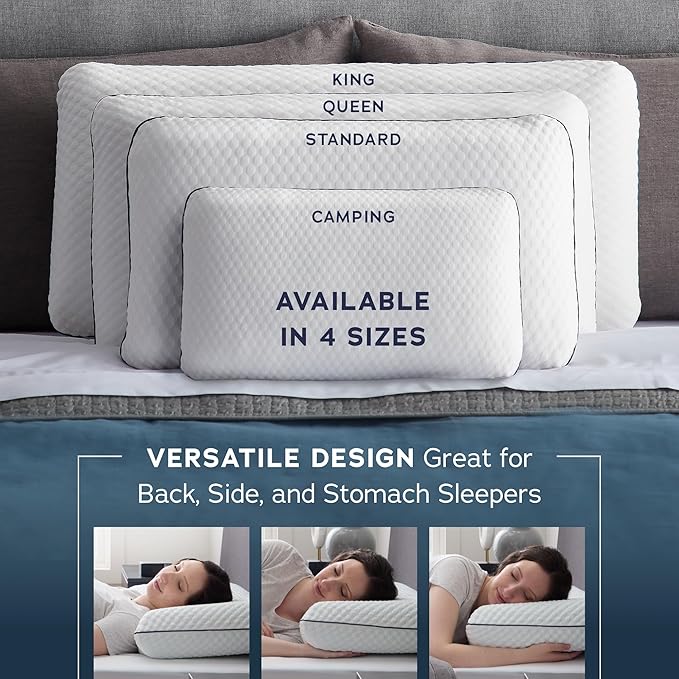 WEEKENDER Gel Memory Foam Pillow - Queen Size - 2-Pack - Medium Firm Feel - Neck &amp Shoulder Support - For Back &amp Side Sleepers - Home Hotel &amp Hospital Essentials