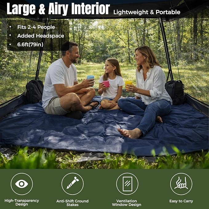 Teabelle Transparent Sports Tent Large Instant Waterproof Tent UVproof Outdoor 540 Full-View Tent with Zipper Window for Soccer Watching Sports Camping Fishing Activities
