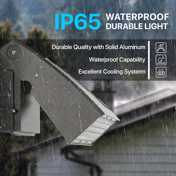 HYPERLITE Wall Pack Led Exterior Light: 100W 13000LM ETL Listed Cut-Off LED Wall Pack Light - IP65 Waterproof Security Light Commercial and Industrial LED Wall Lights for Parking lot Home Yard