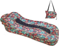 ele ELEOPTION Outdoor Inflatable Camping Couch Waterproof Portable Blow Up Air Sofa Chair Lounger for Backyard Beach Traveling Camping with Compression Sacks (Red Leaf Print)